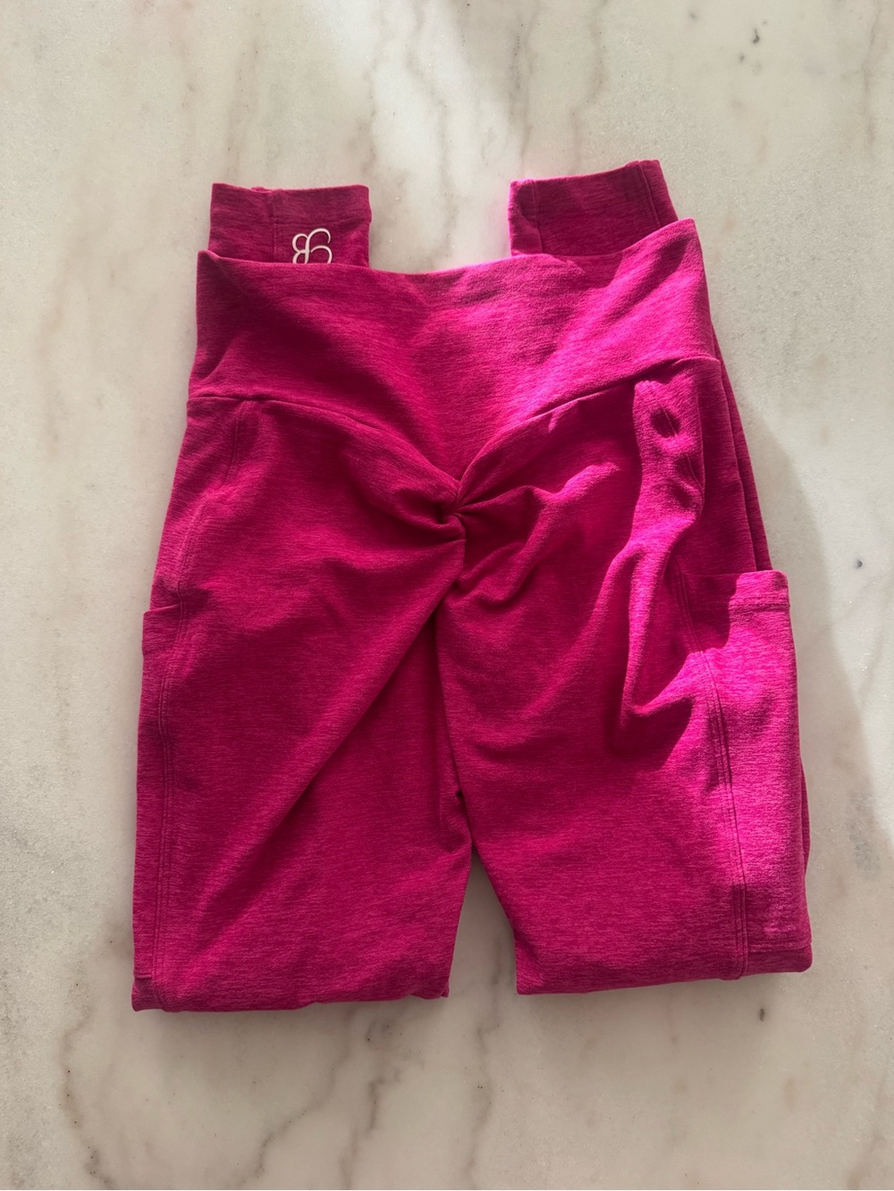 Bombshell Sportswear Hot Pink Leggings with Embroidered B - Picture 3 of 3